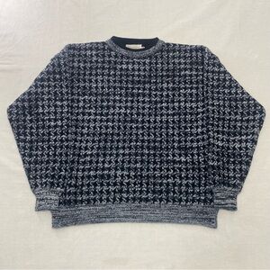 Hardwood & Pine Black Geometric Houndstooth Fair Isle Knit Sweater Mens Sz XL